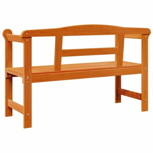 Banco de jardín de madera de pino de 119 cm con respaldo marrón para terraza 8