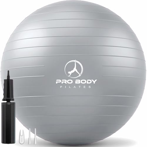 Image of ProBody Pilates Yoga Ball - Gym Grade Exercise Ball | Sizes 45/55/65/75/85 cm, 880 lb Load, CA 10P Cert, PT & Prenatal Use, Recommended by OBs, Pump