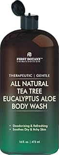 ALL Natural Tea Tree Body Wash - Fights Body Odor, Athlete’s Foot, Jock Itch, Nail Issues, Dandruff, Acne, Eczema, Shower Gel for Women & Men, Eucalyptus Aloe Skin Cleanser -16 fl oz
