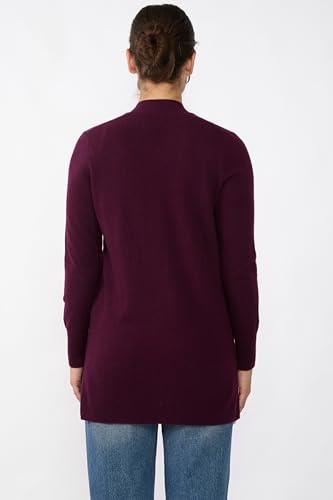 Image of JENNIE LIU Womens 100% Cashmere Open Cardigan Sweater | Long Cardigan Sweaters for Women