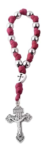 Intercession Paracord Decade Rosary (Red/Silver)