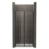 Duschtür STELLA 85x180 cm Nischentür Verstellbereich von 85-88 cm, Höhe: 180 cm, Dusche aus 6 mm Klarglas ESG Sicherheitsglas mit Nano und schwarze Aluminiumprofile - Alle Größen BC