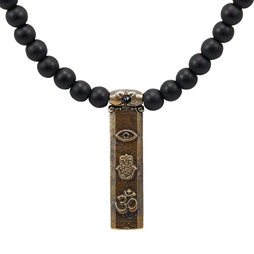 KARMA AND LUCK - Divine Energy - Men's Onyx Tiger's Eye Stone Hamsa, Evil Eye, OM Triple Protection Necklace, Handmade in Bali4