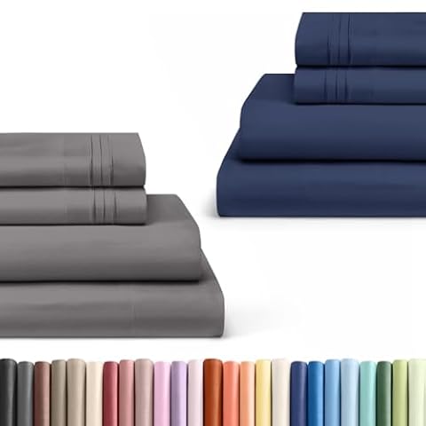 CGK Linens Cal King Dark Grey Sheet Set & Cal King Navy Blue Sheet Set Bundle — $69.90 (22% off)