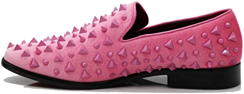 Image of SPK16 Men's Vintage Spike Dress Loafers Slip On Fashion Shoes Classic Tuxedo Dress Shoes