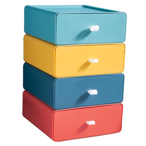 QUMIIRITY 4個 卓上収納ケース 小物入れ 引き出し式収納ボックス 色 デスク整理用 積み重ね可能