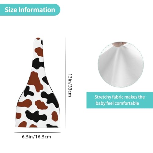 Brown Black Cow Baby Hats 0-6 Months Adjustable Top Knot Stretchy Soft Newborn Hats Baby Boy Girl Beanie4