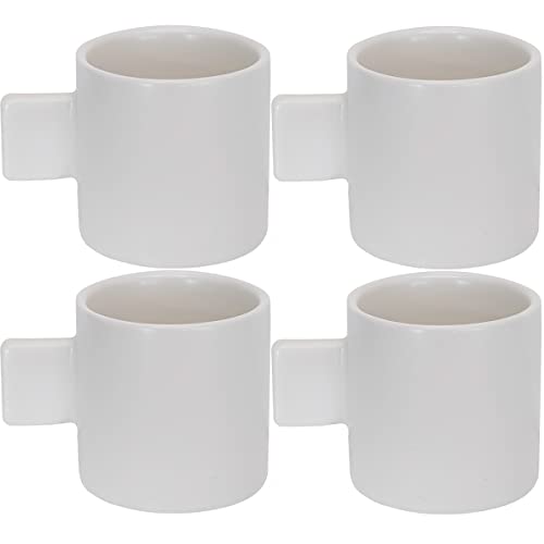 Sizikato 4pcs Matte Porcelain Mini Coffee Cup with Handle, 2 Oz Espresso Coffee Cup