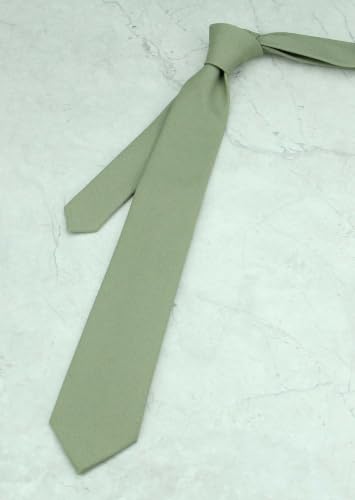Image of Mens Solid Linen Ties - Slim Pattern Necktie for Men Wedding Groomsmen