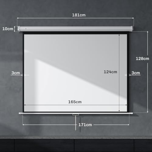 Miniatura 7 de Homcom Pantalla De Proyector Manual 84 Pulgadas Pantalla De Proyección Portátil Formato 4:3 Ángulo De Visión De 160 Para Interior Y Exterior Eventos Deportivos Cine En Casa Patio 165x124 Cm Blanco