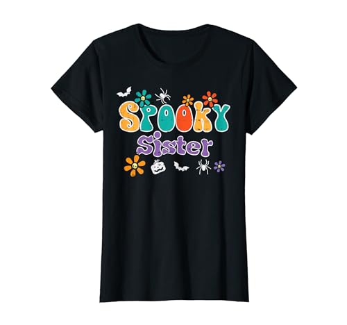 Spooky Sister Retro Vintage Groovy Corrispondenza Halloween Famiglia Maglietta