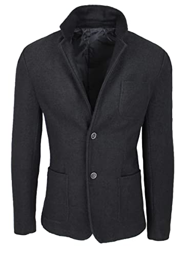 modello due bottoni Giacca Blazer Uomo Invernale Slim Fit Casual Elegante (M, #C1 Nero)