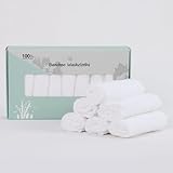 Baby Washcloths 100% Organic Bamboo Bath Washcloth Reusable Face Towels Anti-Bacterial Soft Towel Set Perfect for Newborn White(8 Pack)