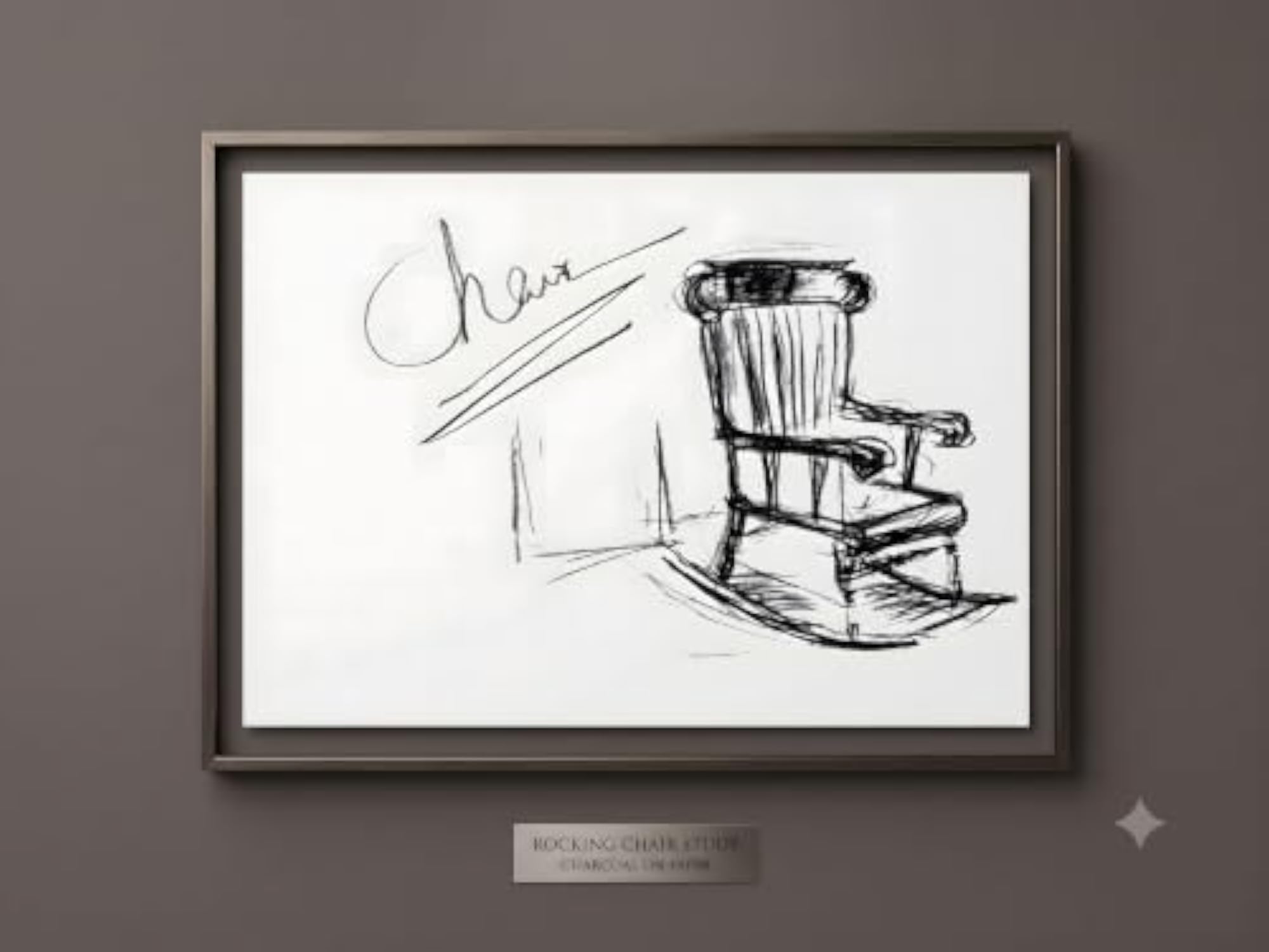 Rocking Chair Charcoal Sketch Art Print