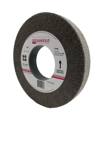 Image of Sungold Abrasives 50038 Sunbrite Countour Brush Silicon Carbide S-VFF 8 inch Diameter x 2 inch Thick x 3 inch Hole, 1 Wheel
