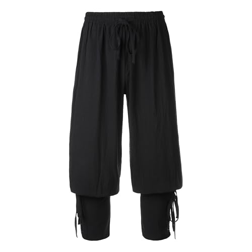 KarneLux Pantalones medievales para hombre, traje con cordones