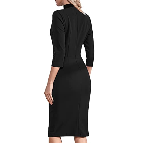 BLESSUME Catholic Church Women Clergy Tab Collar Dress Black Mass Pencil Dress2