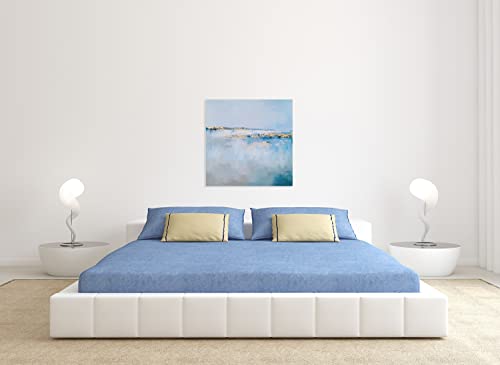 SYGALLERIER Abstract Beach Canvas Wall Art with Gold Foil - Modern Coastal Oil Paintings - Contemporary Sea View Pictures for Living room Bedroom Bathroom Decor - Image 7