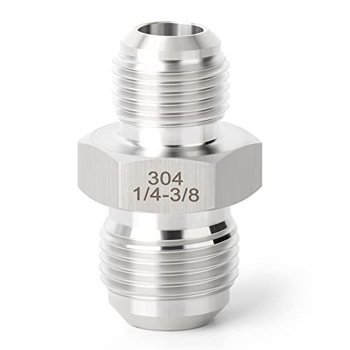 Image of TAISHER 5PCS Forging of 304 Stainless Steel Tube Flare Fittings, 3 /8 inch Male Flare x 1 /4 inch Male Flare, Union