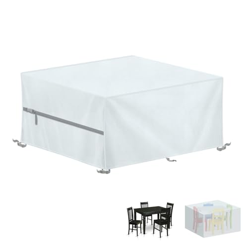 LAMUNI Funda Mesa Exterior Impermeable Cubierta de Mesa de Jardín, 130x100x75cm Funda para Muebles Cubierta de Muebles de Jardín, 420D Tela Oxford Fundas Protectora para Mesas y Sillas de Jardin