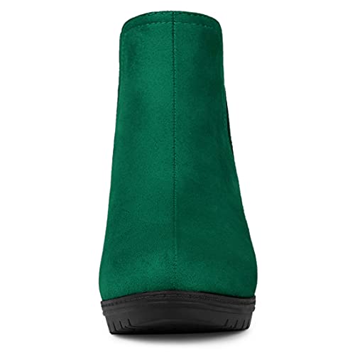 Allegra K Allegra K Women's Round Toe Block Heels Chelsea Emerald Green Ankle Boots 9 M US