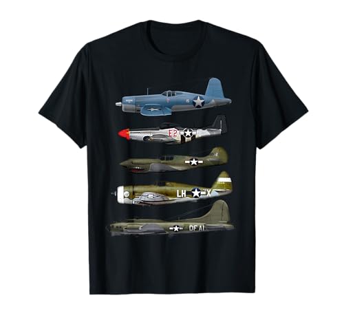 Avion de guerre de la Seconde Guerre mondiale B-17 P51 Mustang F4U Corsair P40 Warhawk Cadeau T-Shirt