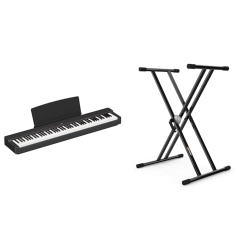 Yamaha P 225 piano digital ligero y portátil, con teclado Graded Hammer Compact & Audibax   Onyx 130 Soporte Piano   Estructura Tijera Doble   Anclajes Easy Lock