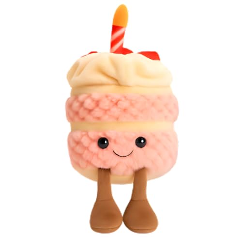 IAndhy 28CM Birthday Cake Plush Toy Funny Soft Food Plushies Toy Cute Smile Cake Pillow Childrens plush stuffed decorative gift