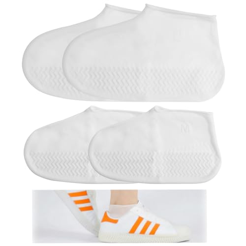 Silikon Überschuhe Wasserdicht und Rutschfest – Wiederverwendbare Schuhüberzieher für Damen und Herren, Ideal für Regen, Schnee und Schlamm, zwei Stücke Passend für Schuhgrößen 34-45