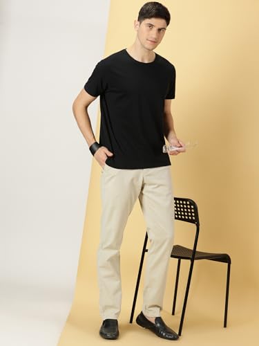Image of Thomas Scott Men's | Solid | Light Weight | Breathable Fabric | 4 Pockets | Mid Rise | Slim Fit | 100% Cotton | Button Waist | Chino Trouser | Pants