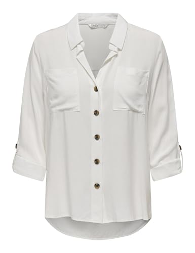 Only Onlyasmin L/S Wvn Noos - Camiseta Camisa, Mujer, Blanco Nieve., M