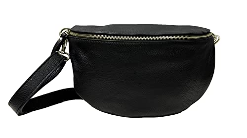 J26 XL ITALY Leder Tasche Gürteltasche Crossbody Hüfttasche Bauchtasche Umhängetasche Unisex Italy (Schwarz) Cover