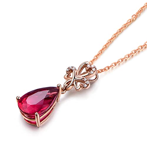 Collier Argent 925 Anti-Ternissement Pendentif Rubis Goutte d'Eau - 2