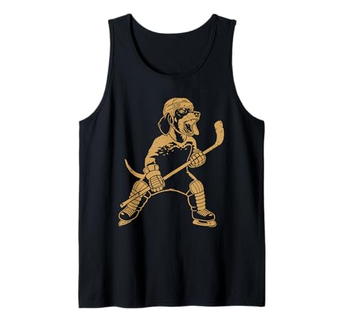Dog Playing Hockey On Ice Fun Sports Dog Fan Vintage Design Tank Top