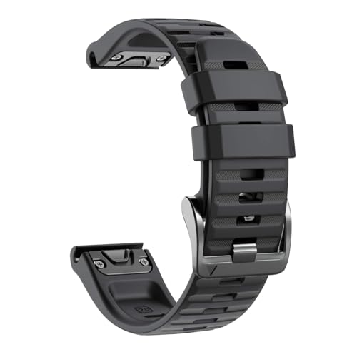 Image of ANCOOL Compatible with Fenix 6X /7X Band 26mm Quickfit Soft Silicone Watch Band Replacement for Fenix 5X /Fenix 8 51mm /Fenix 5X Plus /Fenix 3 /Fenix 6X Pro /Descent Descent MK2i Smartwatches (Black+Slate)