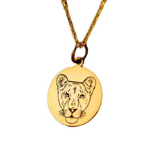 Collier pendentif pièce lionne en argent plaqué or LKBEADS
