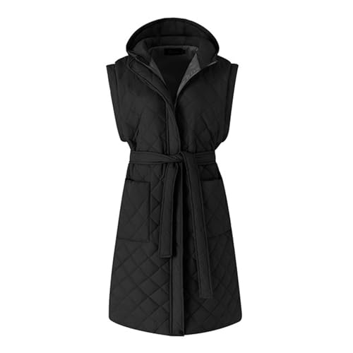 ZRYAZQ Damen Steppweste Lang mit Kapuze Daunenweste Damen Leicht...