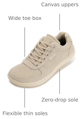 Image of WHITIN Women's Minimalist Barefoot Shoes Wide Toe Box W882 | Natural Toe Freedom, Zero Drop Balance, Flexible Thin Sole, Lightweight Canvas Comfort, Daily Walking