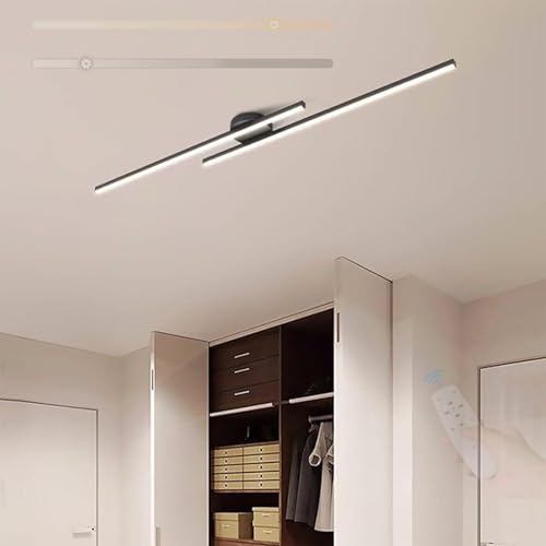 Plafonnier LED moderne dimmable noir 60cm de salon avec sa télécommande