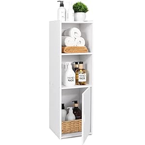 aimu Waterproof Bathroom Cabinets,Bathroom Storage Units with Open Storage Shelf,Floor Standing Storage Cabinets,Corner Organizer Cupboard for Bedroom Kitchen Hallway,White.