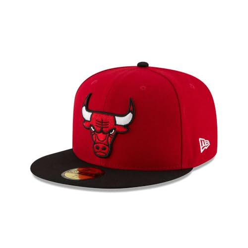 New Era NBA Chicago Bulls Men's 2-Tone 59FIFTY Fitted Cap, 7.5, Red