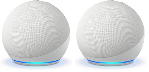 Echo Dot (5.ª generación, modelo de 2022) | Altavoz inteligente wifi y Bluetooth con Alexa, con sonido más potente y de mayor amplitud | Blanco (Paquete de 2)