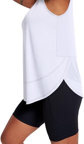 Women's Sleeveless Workout Tops Breathable Lightweight Active Tennis Yoga Shirts Athletic Running Tank Tops for Women, 0-white, X-Large - 3