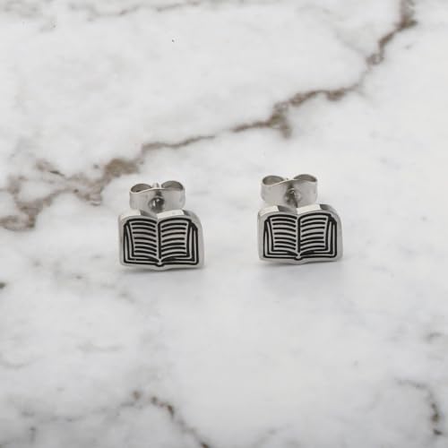 CENWA Book Stud Earrings Tiny Book Earrings Book Jewellery Bookish Gift for Book Lover4