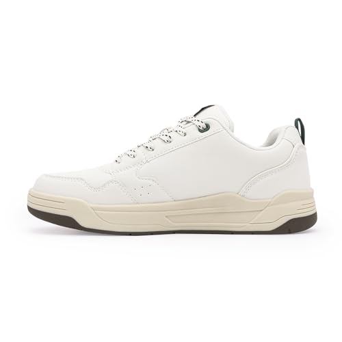 Image of Red Tape Men's Sneakers Beige Green Pu Round Toe Lace-Up Responsive Sole
