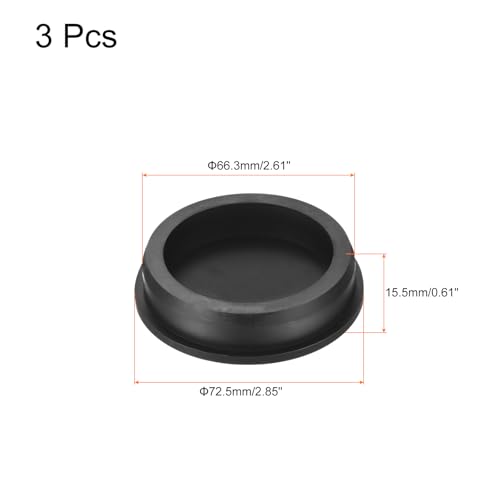 Image of uxcell High Temp Silicone Plug Mount Dia 66.3mm /2.61 inch t Shaped Rubber Stopper Hole Plugs for Powder Coating Plating Waterproof Plugs Sealing Plugs Black Pack of 3(OD 72.5mm)