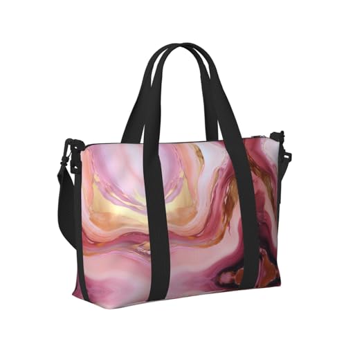 Travel Bag for Weekend Trips, Airplane Carry-On with Adjustable Strap, Marble Pink