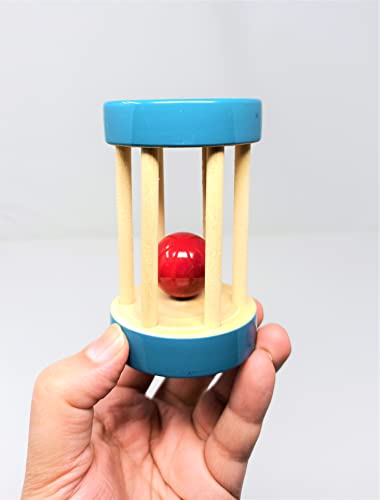 Image of A&A Kreative Wooden Rattle Handcrafted for Toddler Kids Children (Rolling Ball)