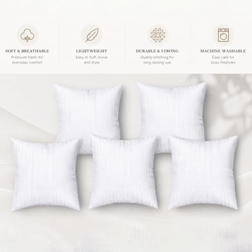 Image of Clasiko Microfiber Cushion Filler 24 x 24 Inches Set of 5 | Suitable for Sofa, Bed & Floor