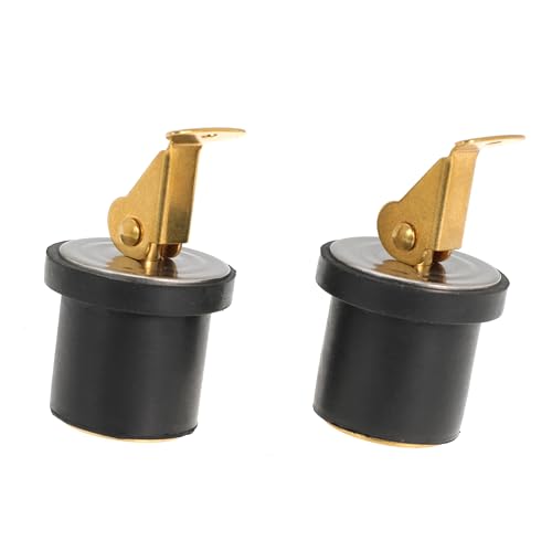 Nayciiy 2 Pcs Boat Drain Plug Brass Boat Plug Snap Rubber Plugs Deck Plug for Boat Marine Twist Accessories (7/8inch-2)